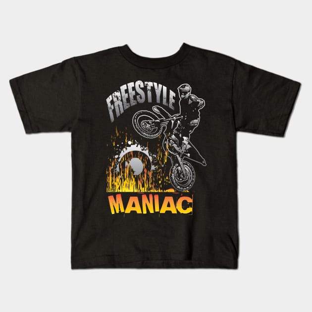 FREESTYLE MANIAC MOTOCROSS Kids T-Shirt by OffRoadStyles